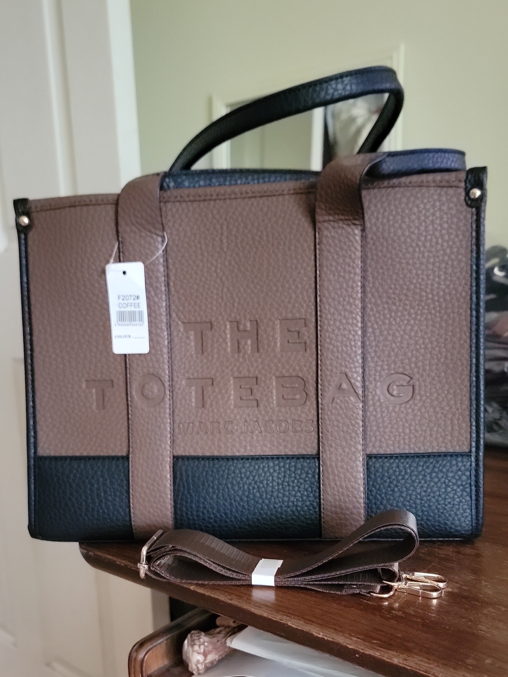 INSPIRED faux Leather The ToteBag Two-Tone Coffee & Black Shoulder Tote